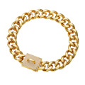 Factory Drop Shipping Gold Chain Dog Collar 23mm 18k Chain de cães cubanos para colarinho de treinamento para cães